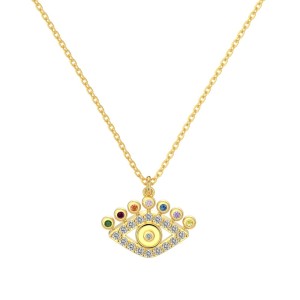 Wholesale 925 Sterling Silver Colorful Evil Eye Necklace 80200566