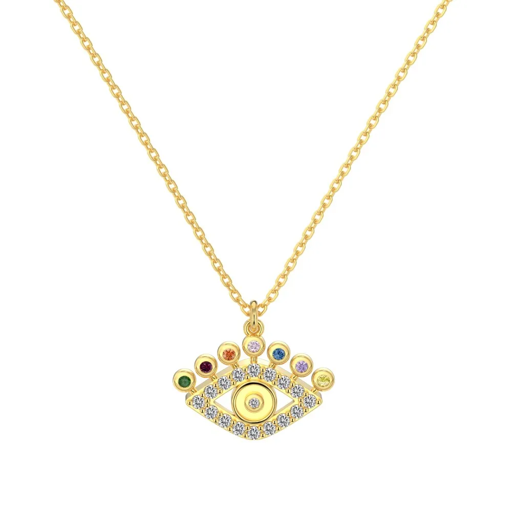 Wholesale 925 Sterling Silver Colorful Evil Eye Necklace 80200566