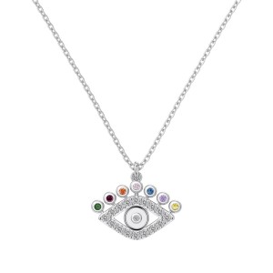 Wholesale 925 Sterling Silver Colorful Evil Eye Necklace 80200566