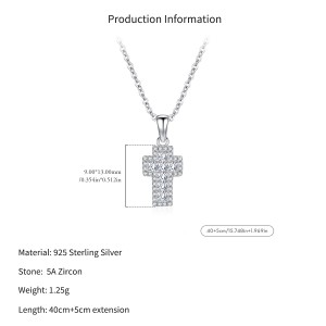 Wholesale 925 Sterling Silver Zircon Halo Cross Necklace 80200568