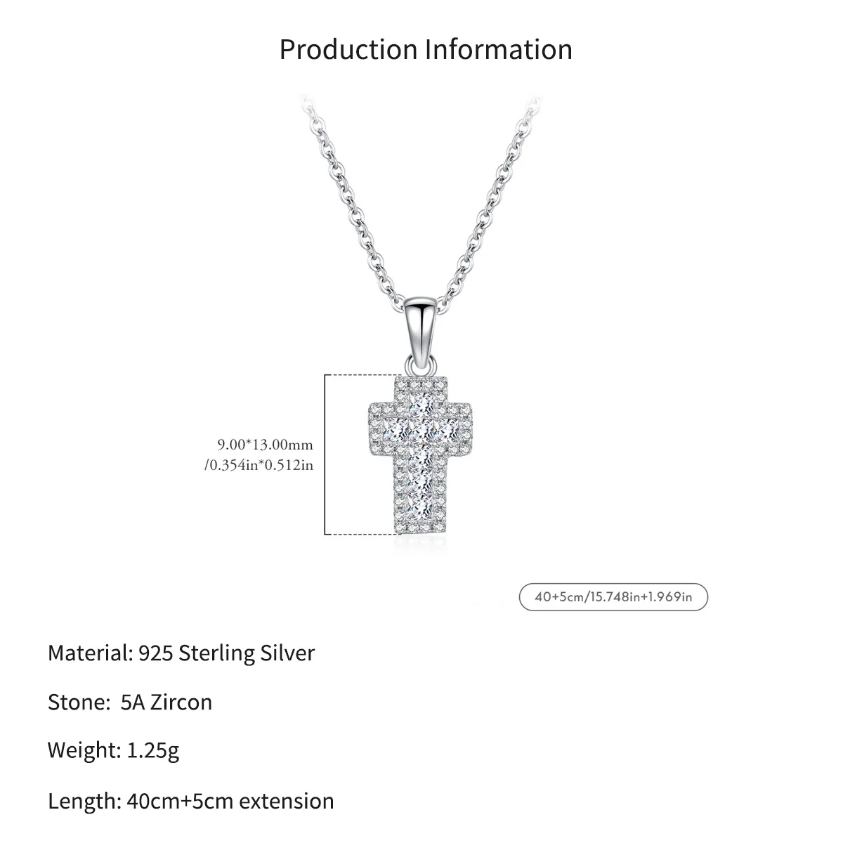 Wholesale 925 Sterling Silver Zircon Halo Cross Necklace 80200568 - image2