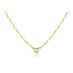 Wholesale 925 Sterling Silver Three Stone Paperclip Chain Necklace 80200569 Wholesale 925 Sterling Silver Three Stone Paperclip Chain Necklace 80200569