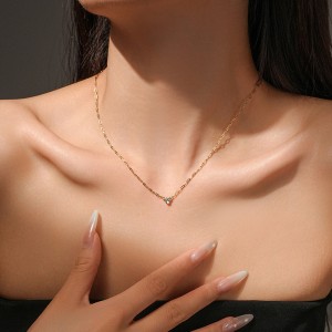 Wholesale 925 Sterling Silver Three Stone Paperclip Chain Necklace 80200569 Wholesale 925 Sterling Silver Three Stone Paperclip Chain Necklace 80200569