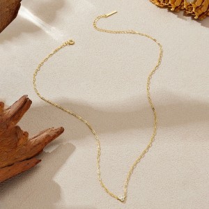 Wholesale 925 Sterling Silver Three Stone Paperclip Chain Necklace 80200569 Wholesale 925 Sterling Silver Three Stone Paperclip Chain Necklace 80200569