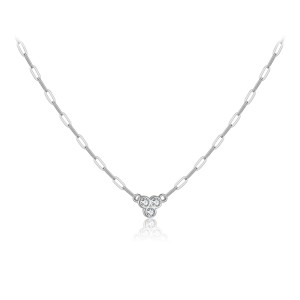 Wholesale 925 Sterling Silver Three Stone Paperclip Chain Necklace 80200569 Wholesale 925 Sterling Silver Three Stone Paperclip Chain Necklace 80200569
