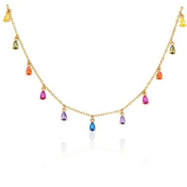 Silver Colorful Cubic Zirconia Charm Necklace 80300001