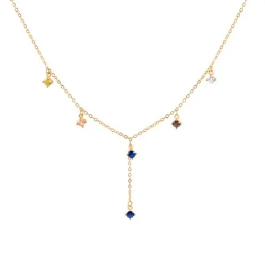 Silver Colorful Cubic Zirconia Charm Necklace 80300002