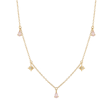 Silver Cubic Zirconia Star Waterdrop Charm Necklace 80300003