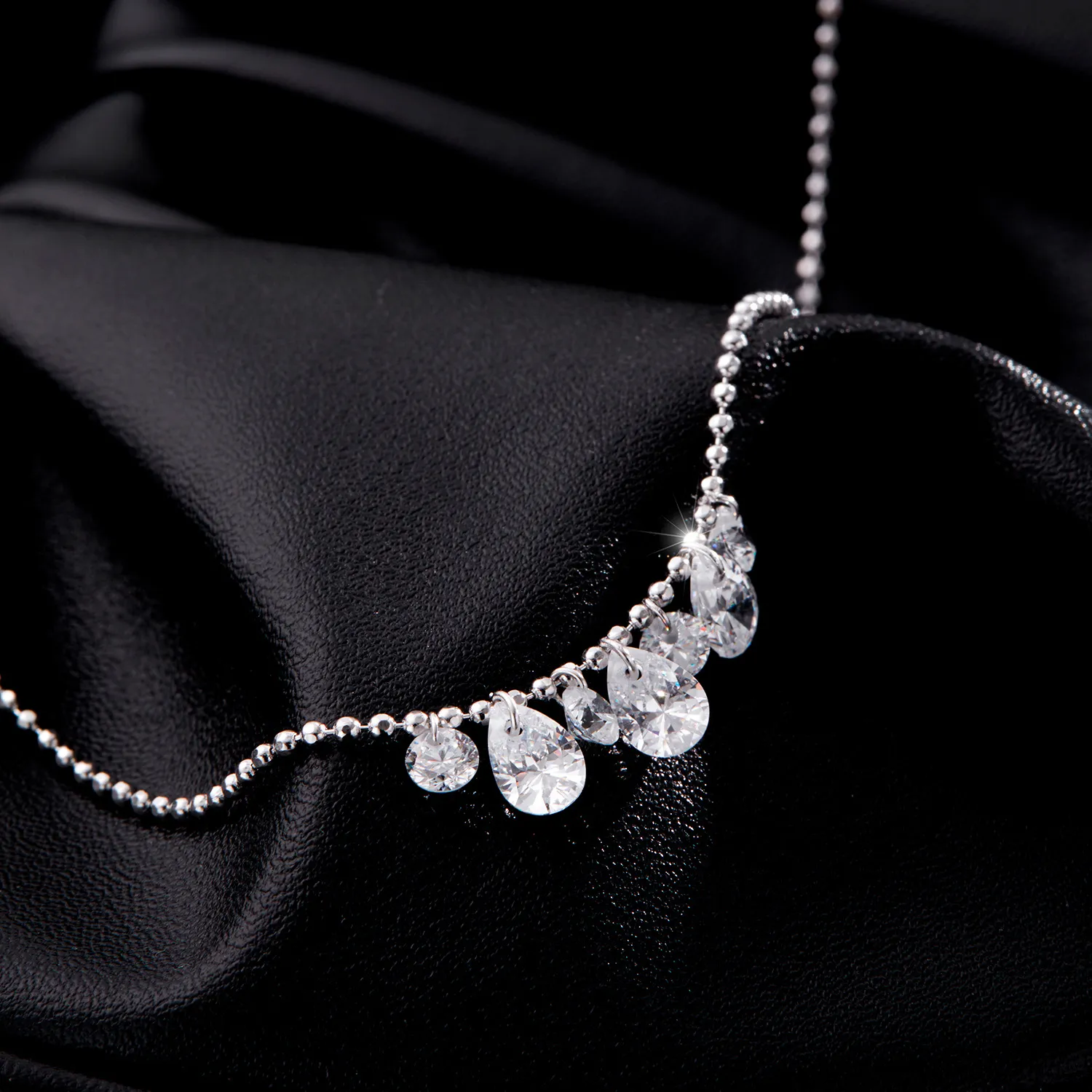 S925 Waterdrop Zirconia Charm Bead Necklae 80300008 - image2