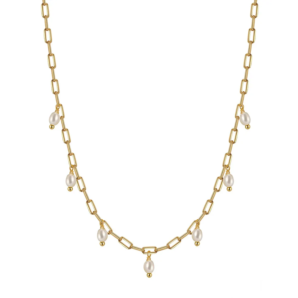 925 Sterling Silver Fresh Water Pearl Charm Necklace 80300010