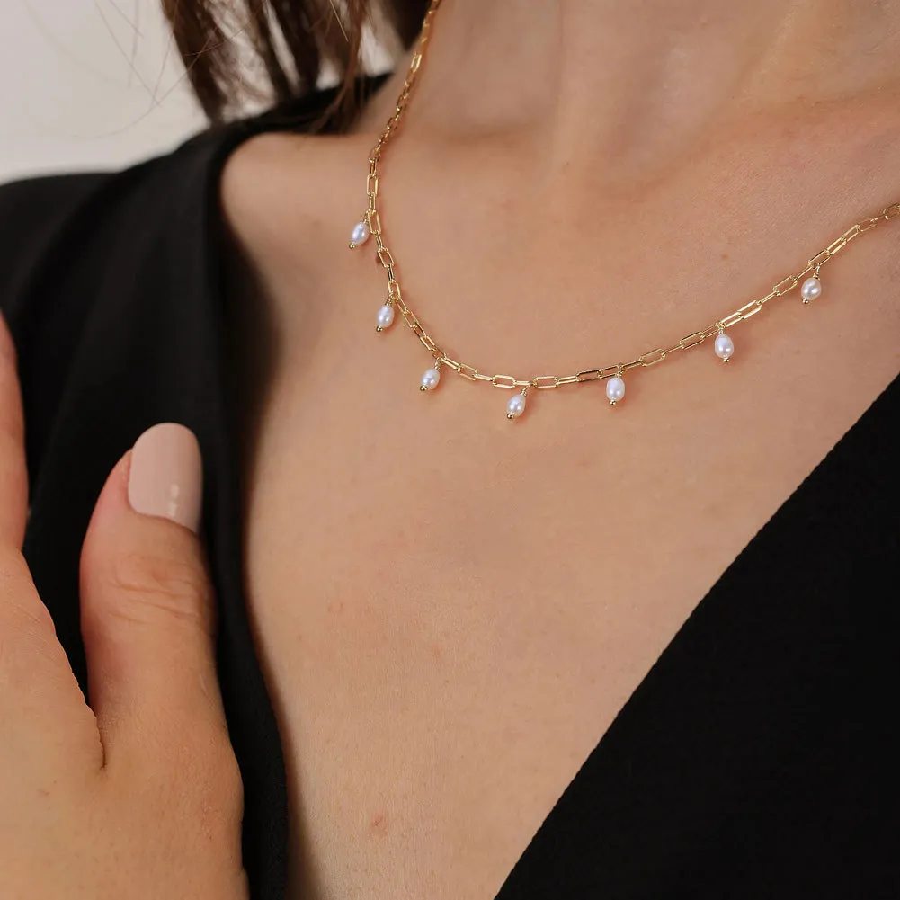 925 Sterling Silver Fresh Water Pearl Charm Necklace 80300010 - image1