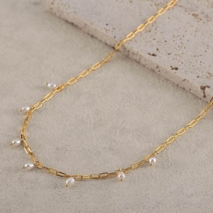 925 Sterling Silver Fresh Water Pearl Charm Necklace 80300010