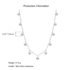 925 Sterling Silver Teardrop Zircon Choker Necklace 80300011