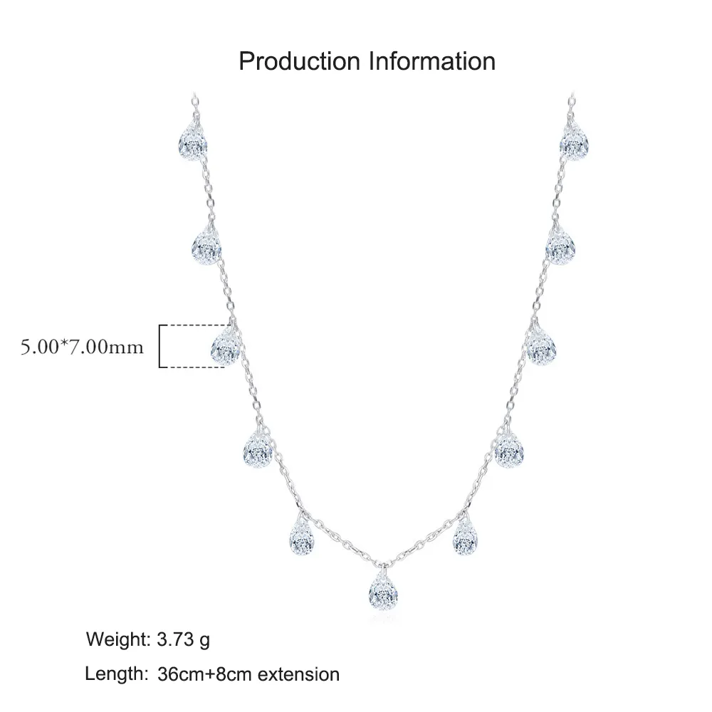 925 Sterling Silver Teardrop Zircon Choker Necklace 80300011 - image2