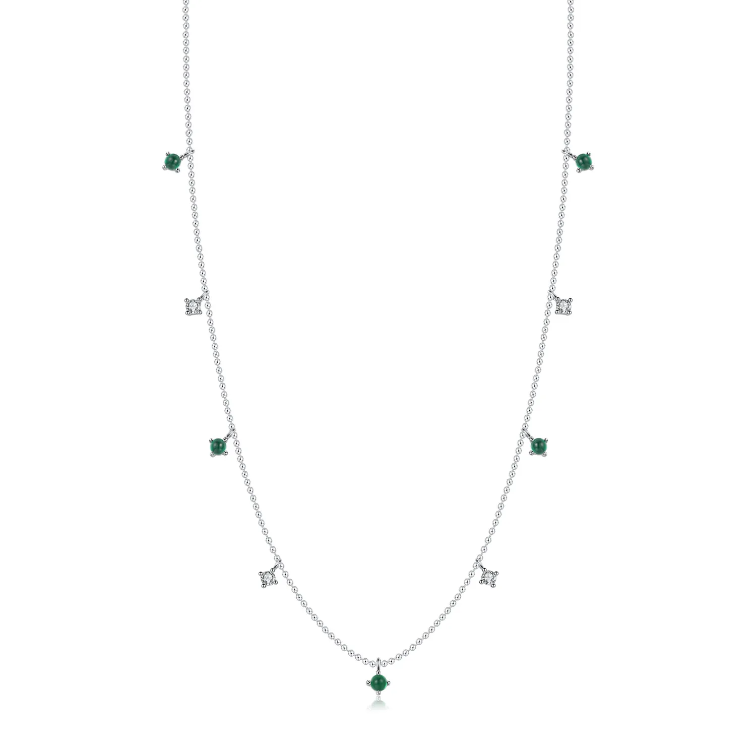 925 Sterling Silver French Vintage Clavicle Chain Necklace 80300012