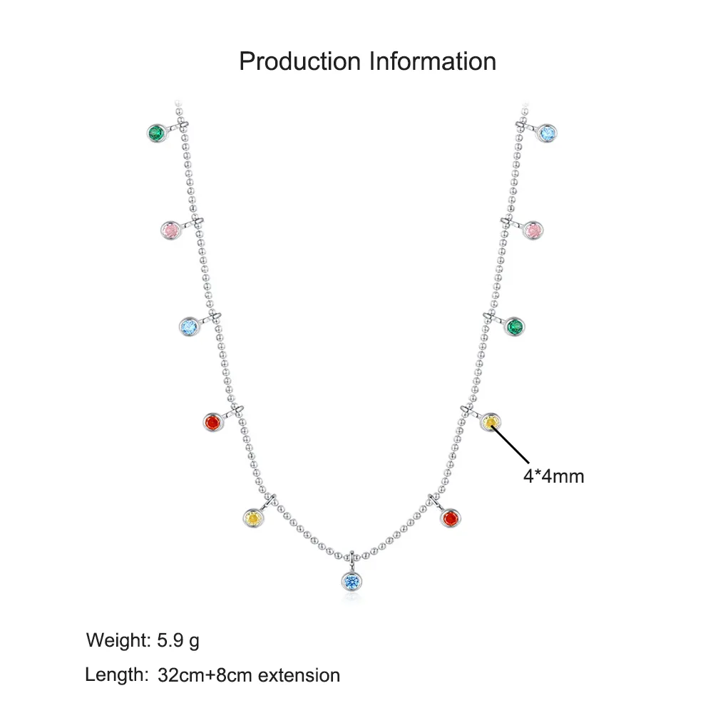 925 Sterling Silver Multicolor Zircon Necklace 80300015 - image2