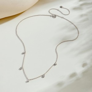 925 Sterling Silver Pave Teardrop Charm Necklace 80300016