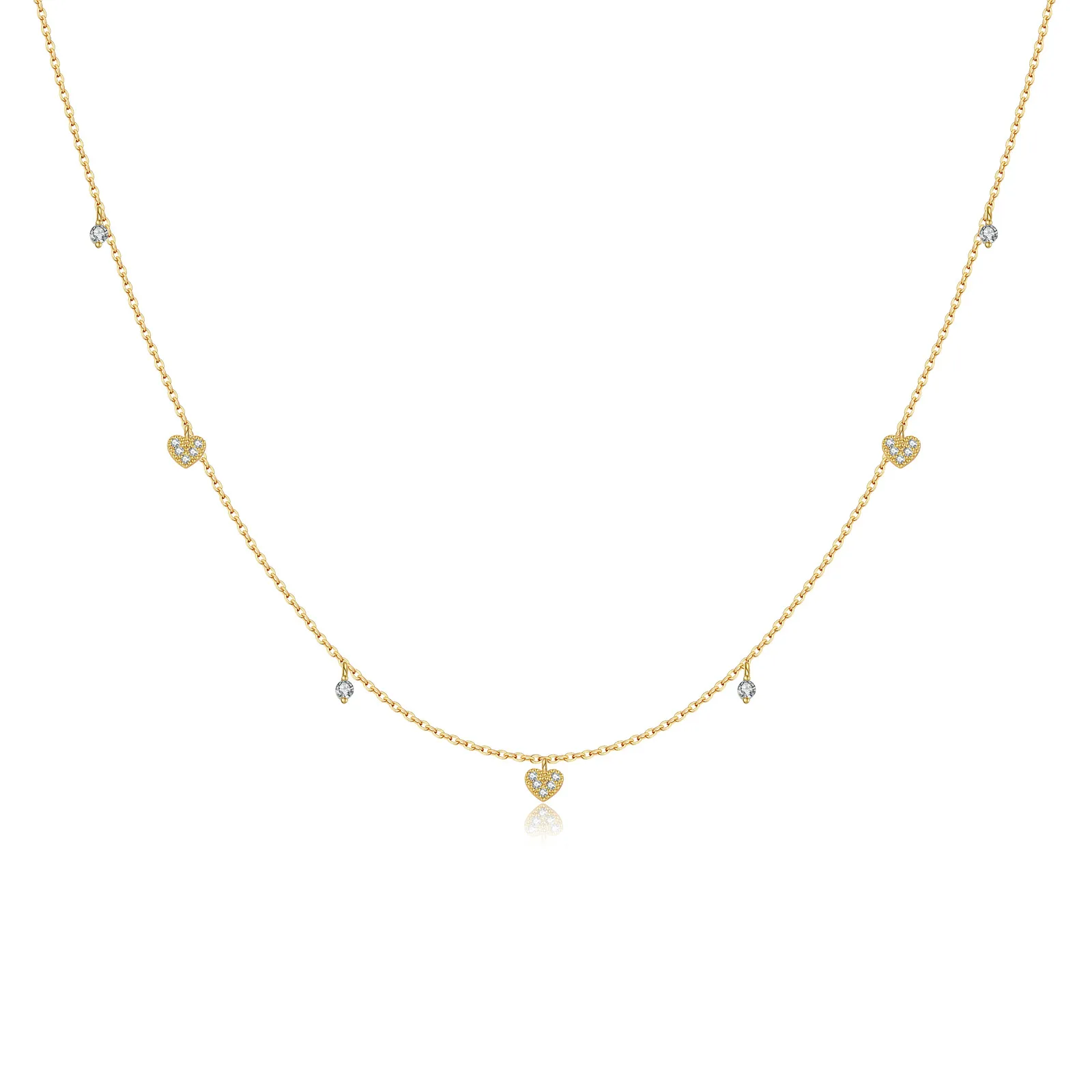 925 Sterling Silver Pave Heart Charm Necklace 80300017 925 Sterling Silver Pave Heart Charm Necklace 80300017