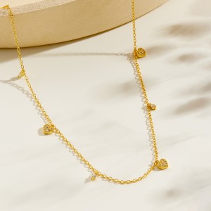 925 Sterling Silver Pave Heart Charm Necklace 80300017 925 Sterling Silver Pave Heart Charm Necklace 80300017