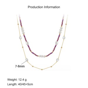 925 Sterling Silver Micarex Fresh Water Pearl Layered Necklace 80400005