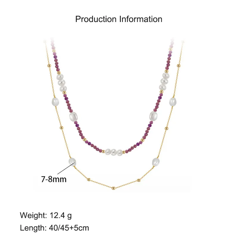 925 Sterling Silver Micarex Fresh Water Pearl Layered Necklace 80400005 - image2