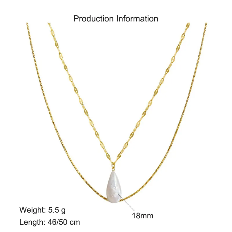 925 Sterling Silver Fresh Water Pearl Layered Necklace 80400009 - image2