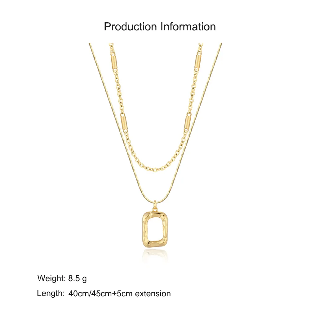 925 Sterling Silver Layered Geometric Pendant Necklace 80400011 - image2