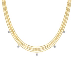Wholesale 925 Sterling Silver Multi-Strand Round Zircon Layered Necklace 80400012