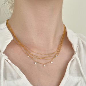 Wholesale 925 Sterling Silver Multi-Strand Round Zircon Layered Necklace 80400012