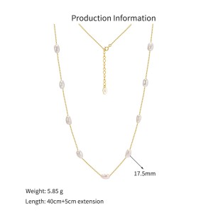 925 Sterling Silver Gypsophila Freshwater Pearl Station Necklace 80500001