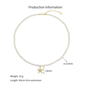 925 Sterling Silver Freshwater Pearl Starfish Pendant Necklace 80500003