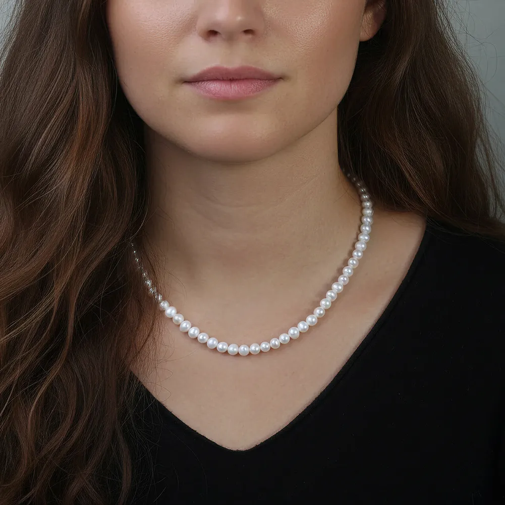 925 Sterling Silver Classic Freshwater Pearl Necklace 80500004 - image1