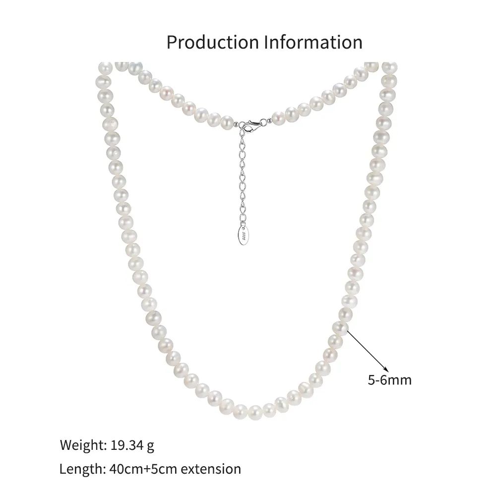 925 Sterling Silver Classic Freshwater Pearl Necklace 80500004 - image2