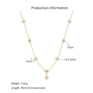 925 Sterling Silver Handmade Freshwater Pearl Flower Necklace 80500005