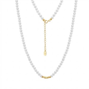 925 Sterling Silver Pearl Textured Nugget Necklace 80500007