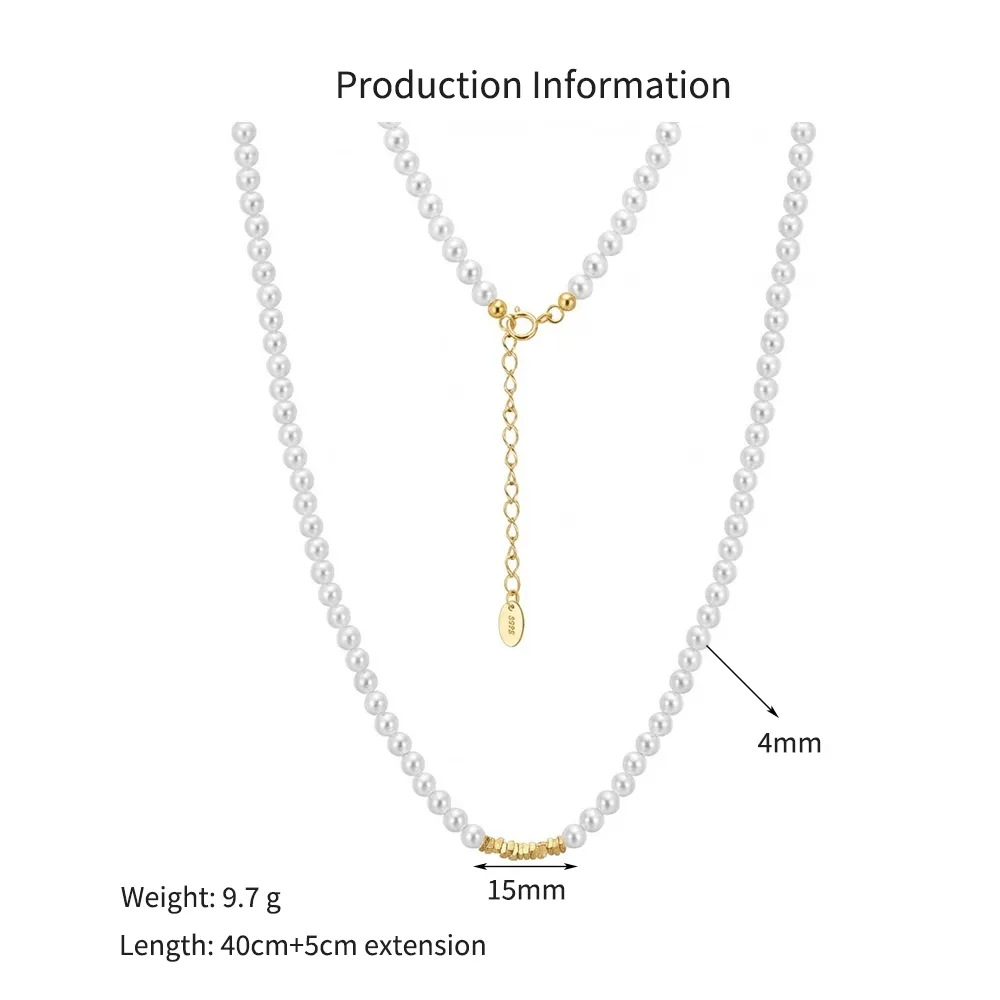 925 Sterling Silver Pearl Textured Nugget Necklace 80500007 - image2