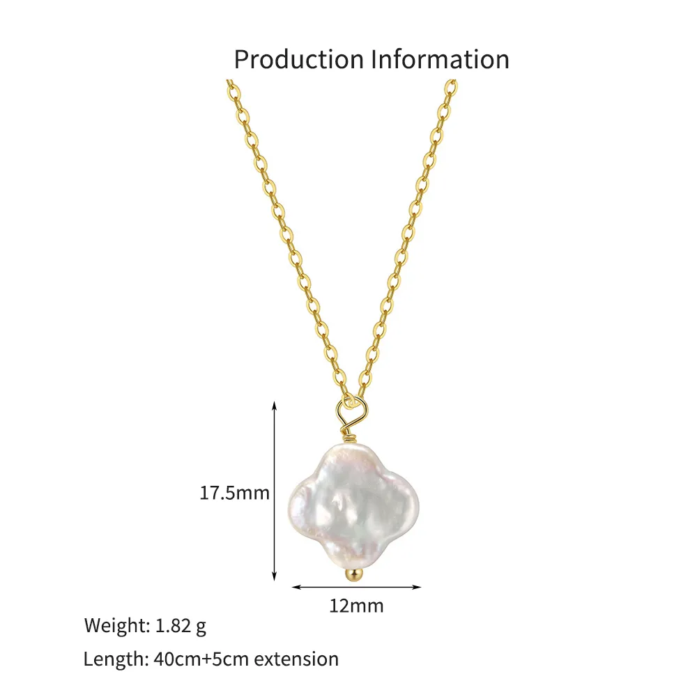 925 Sterling Silver Baroque Pearl Clover Necklace 80500009 - image2
