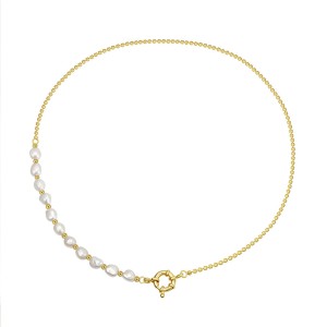 925 Sterling Silver Asymmetrical Pearl Collarbone Necklace 80500010