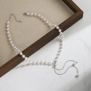 925 Sterling Silver Adjustable Pearl Lariat Tassel Necklace 80500011 925 Sterling Silver Adjustable Pearl Lariat Tassel Necklace 80500011