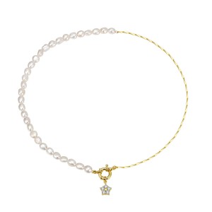 925 Sterling Silver Asymmetrical Pearl Star Pendant Necklace 80500013 925 Sterling Silver Asymmetrical Pearl Star Pendant Necklace 80500013