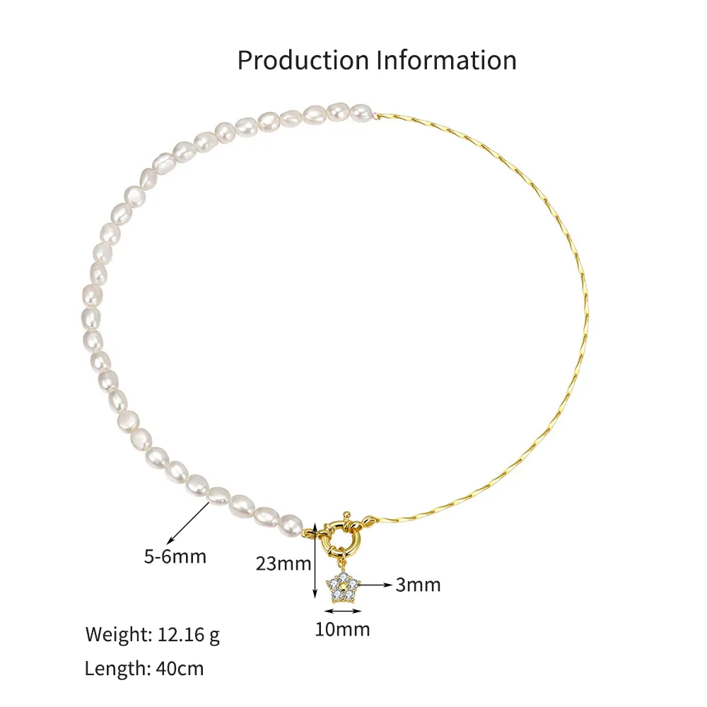 925 Sterling Silver Asymmetrical Pearl Star Pendant Necklace 80500013 - image2