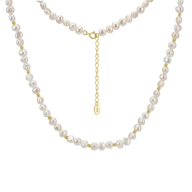 925 Sterling Silver Minimalist Freshwater Pearl Necklace 80500014