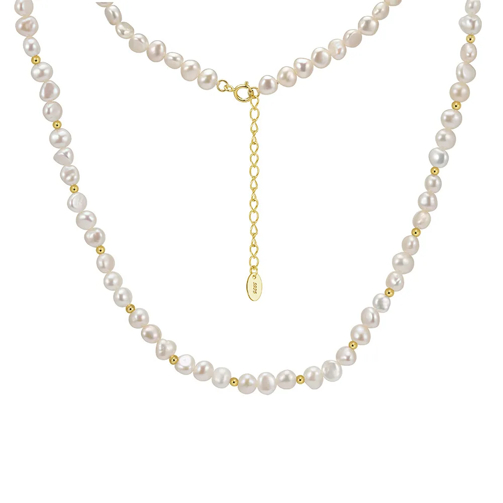 925 Sterling Silver Minimalist Freshwater Pearl Necklace 80500014