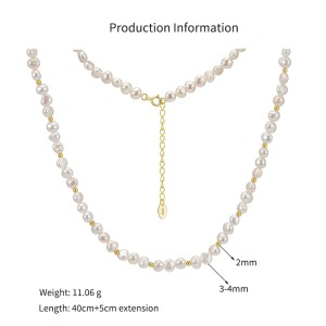 925 Sterling Silver Minimalist Freshwater Pearl Necklace 80500014