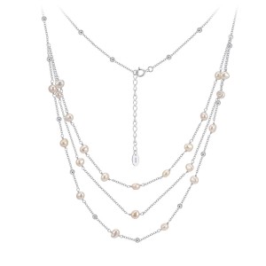 925 Sterling Silver Multi-Layer Pearl Station Necklace 80500015 925 Sterling Silver Multi-Layer Pearl Station Necklace 80500015