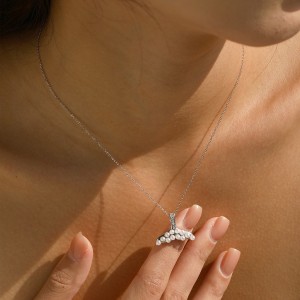 925 Sterling Silver Shell Pearl Mermaid Tail Necklace 80500016