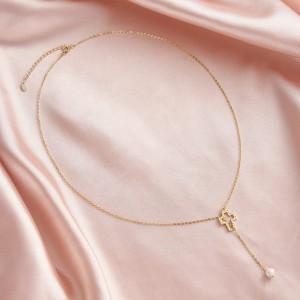 Wholesale 925 Sterling Silver Cross Freshwater Pearl Y Necklace 80500018 Wholesale 925 Sterling Silver Cross Freshwater Pearl Y Necklace 80500018