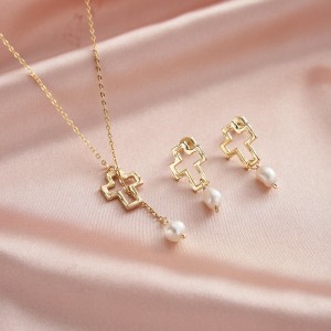 Wholesale 925 Sterling Silver Cross Freshwater Pearl Y Necklace 80500018 Wholesale 925 Sterling Silver Cross Freshwater Pearl Y Necklace 80500018