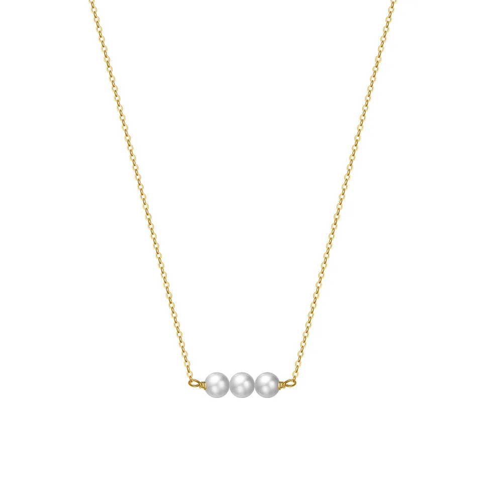 Wholesale 925 Sterling Silver Three Freshwater Pearl Bar Necklace 80500019 Wholesale 925 Sterling Silver Three Freshwater Pearl Bar Necklace 80500019