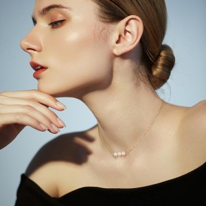 Wholesale 925 Sterling Silver Three Freshwater Pearl Bar Necklace 80500019 Wholesale 925 Sterling Silver Three Freshwater Pearl Bar Necklace 80500019
